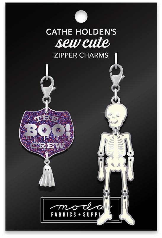 Zipper Pulls by Cathe Holden | Skeleton and Boo Badge