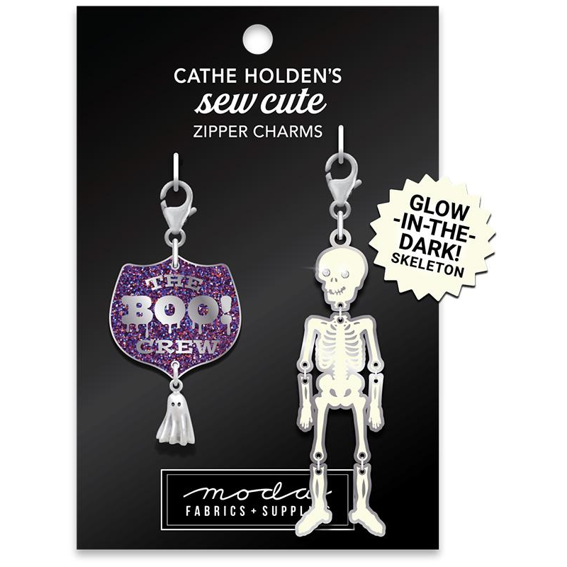 Zipper Pulls by Cathe Holden | Skeleton and Boo Badge