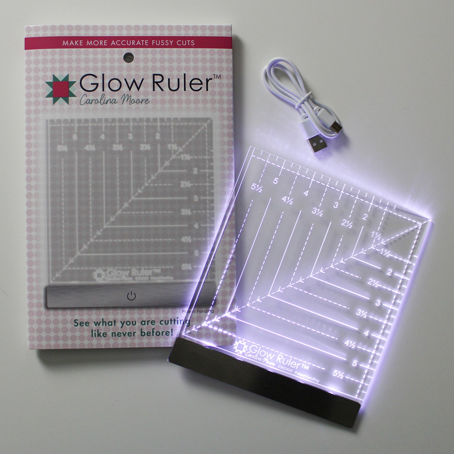 Carolina Moore Glow Ruler 6" Square Left Handed Ruler