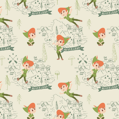 Peter Pan and Tinker Bell | Neverland Adventures Cream Flannel