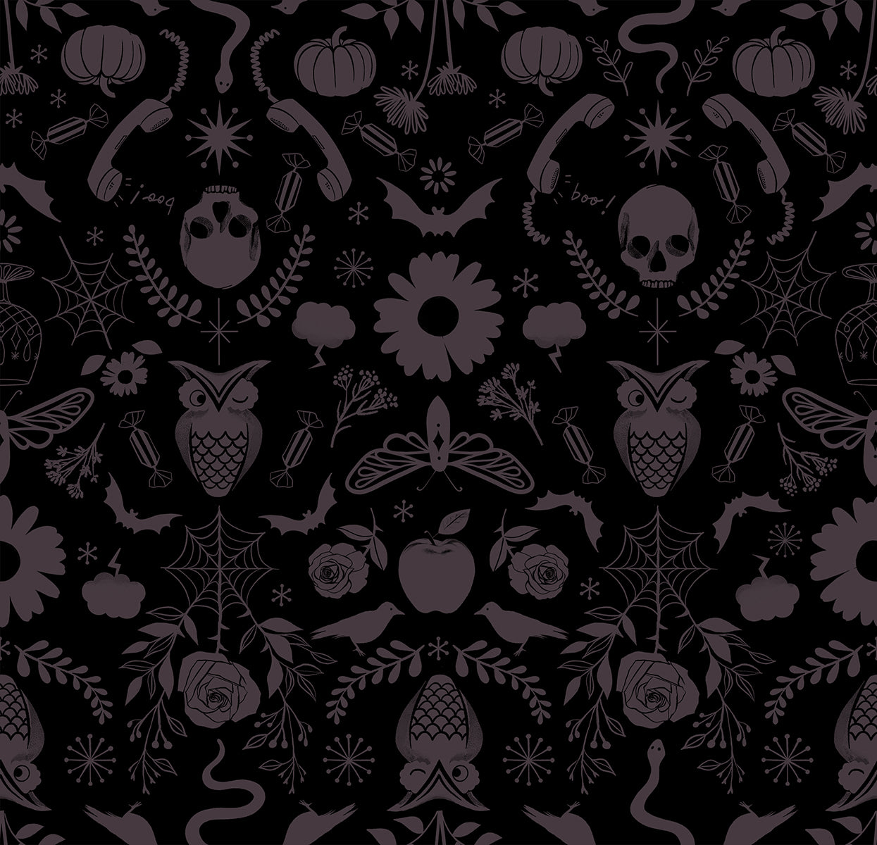 Good Spirits | Creepy Damask Halloween Black