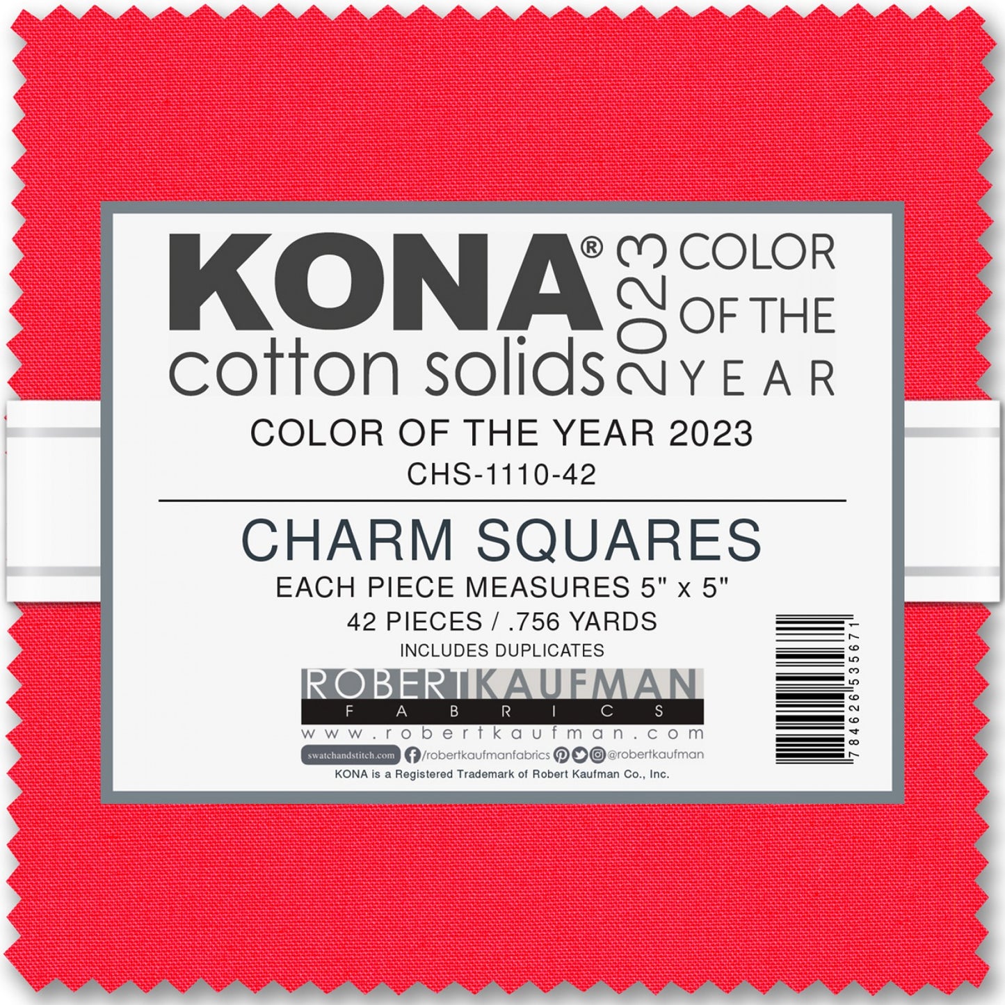 Kona Cotton Solid | Crush - Color of the Year 2023 5" Squares