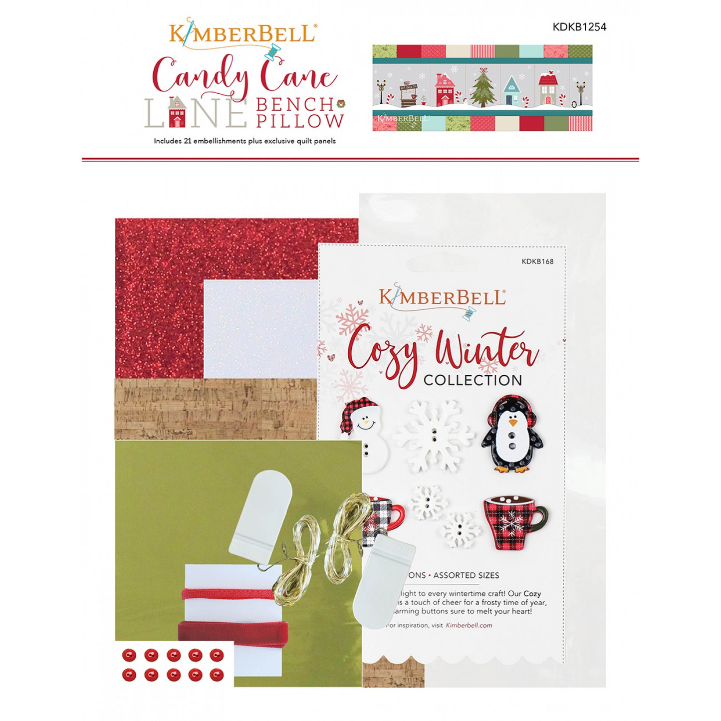 Candy Cane Lane Bench Pillow | Embellishment Kit